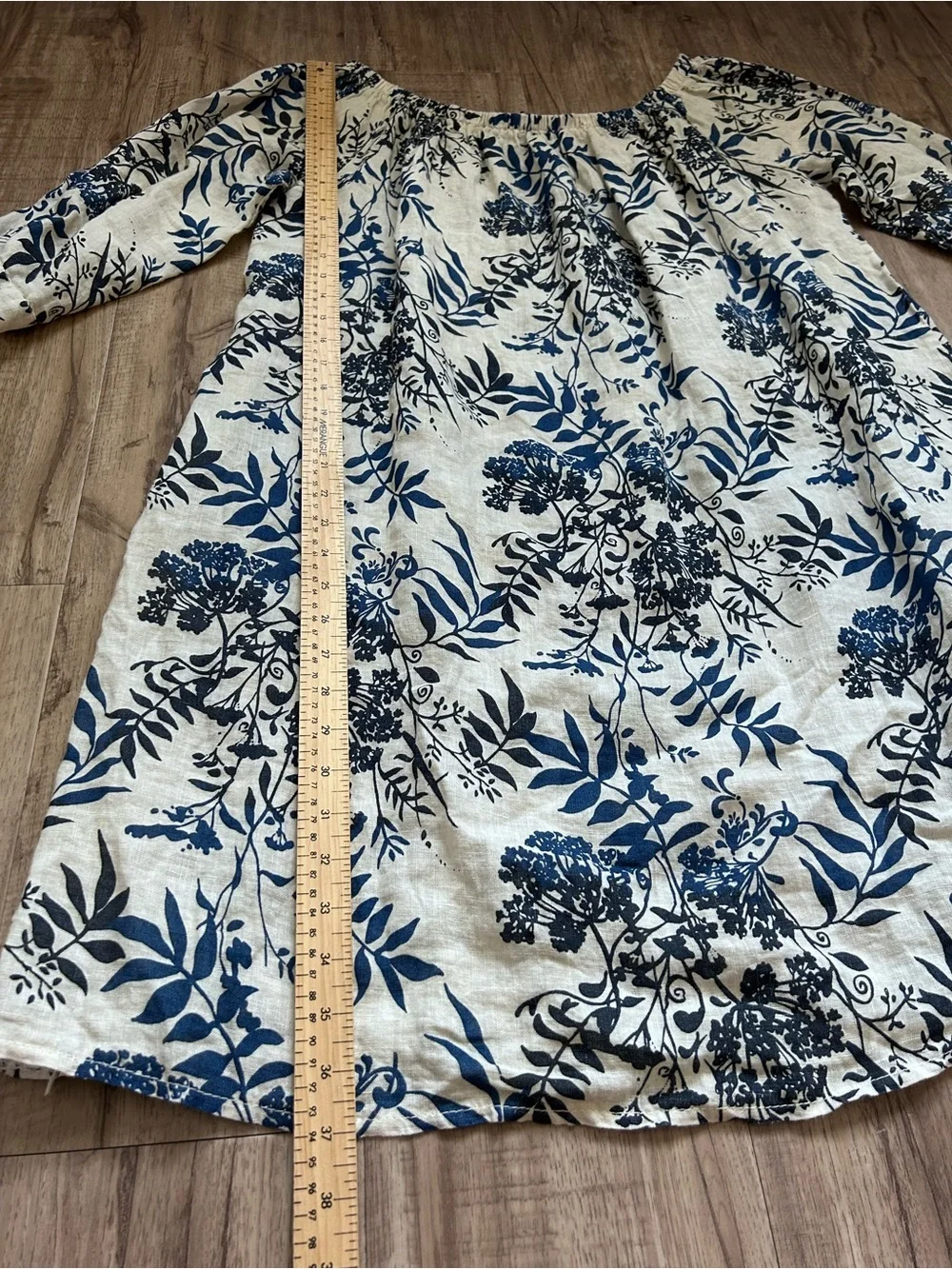 100% linen made in Italy Blue Floral dress summer romantic flower lagenlook - Picture 10 of 10